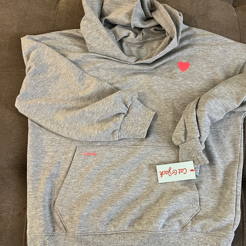 Cat & Jack Gray Hoodie with Red Heart